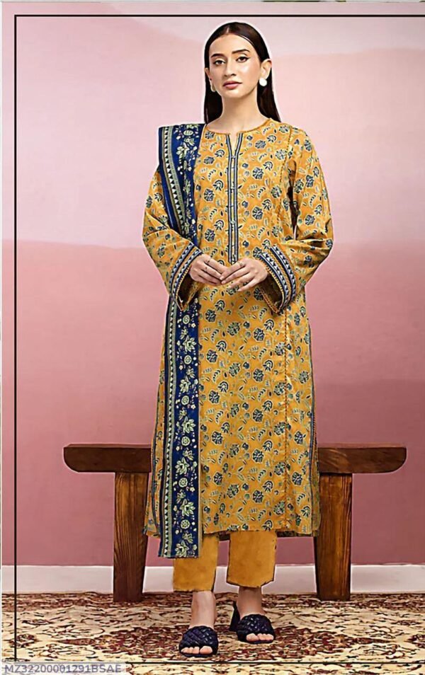 3 PCs women's unstitched printed suit - Image 2