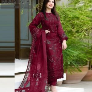 3 Pcs Women's Stitched Embroidered Suit